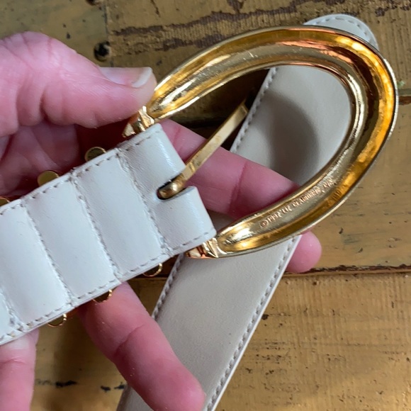 LIZ CLAIBORNE IVORY LEATHER VINTAGE BELT GOLD HARDWARE M main image 11